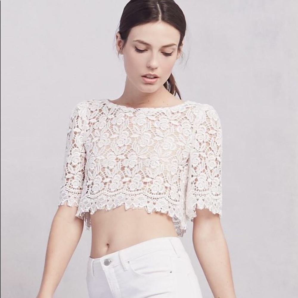 White pierro lace crop top